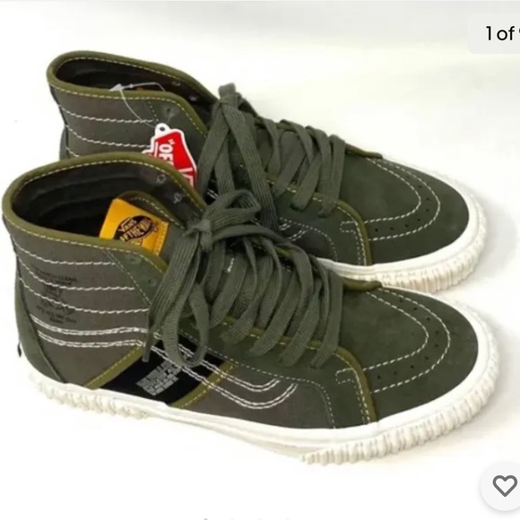 VANS SK8-HI GYM ISSUE World Code Green Canvas Suede Shoes - Picture 1 of 8